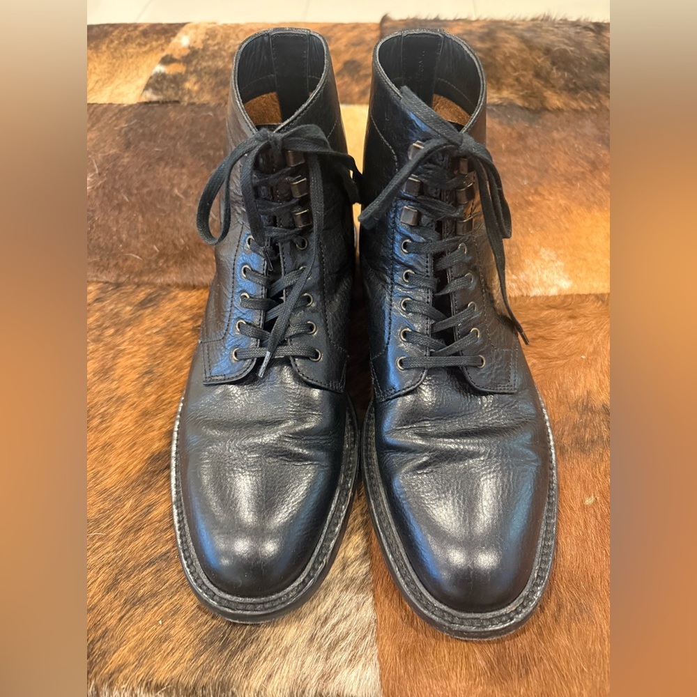 Saint Laurent Black Lace Up Combat Style Boots - Picture 2 of 7